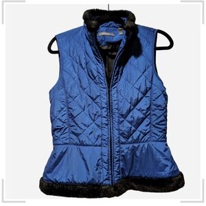 Pre-owned  Liz Claiborne Royal Blue Quilted Vest with Black Trim